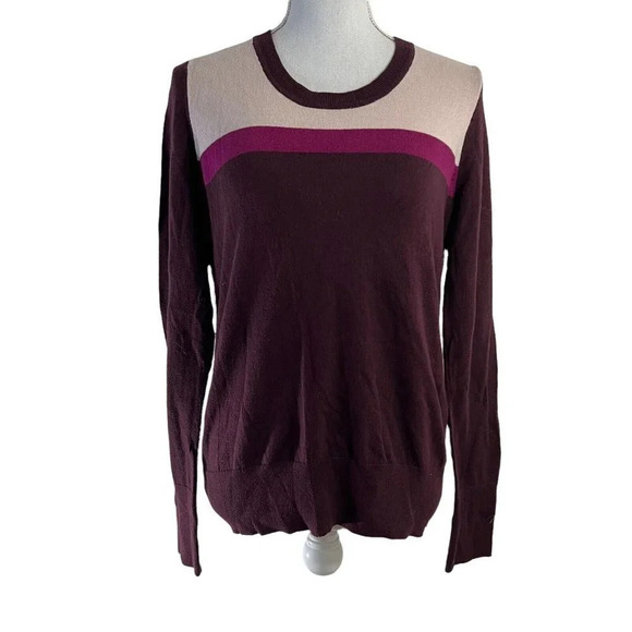 The Gap Purple and Pink Striped Sweater Long Sleeve Medium 100% Cotton - Picture 1 of 6